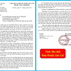 Sở Nội Vụ tỉnh Yên Bái cấp phép cho công ty DC